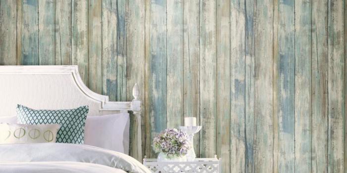 2500x1950 Wallplanks Wallpaper - Distressed Aqua Wood Plank Peel and Stick Wallp