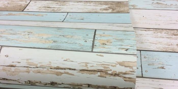 1000x1000 I Love Wallpaper Rustic Wooden Plank Wallpaper Natural / White / Teal  (ILW980072)