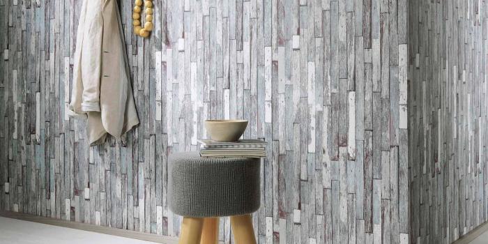 1500x840 Brecken Faux Wood Plank Wallpaper in Grey and Violet design by BD