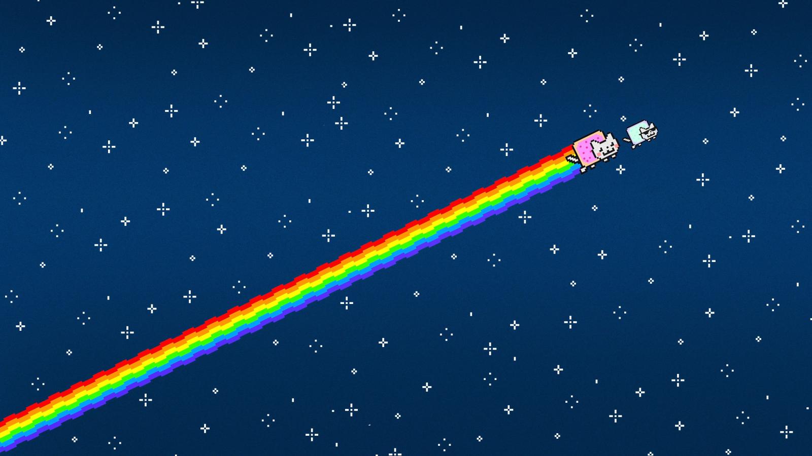 3840x2160 Rainbow wallpaper, Nyan Cat, simple, simple background, minimalism