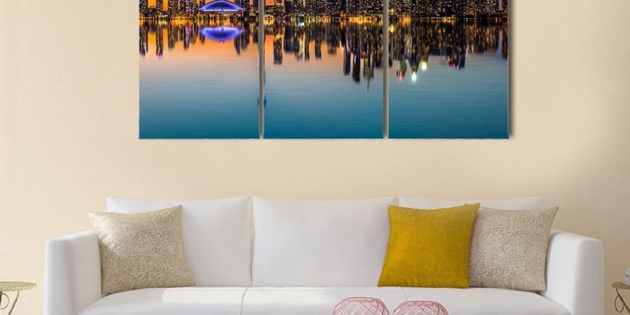 1000x1000 Toronto Skyline At Dusk Multi Panel Canvas Wall Art