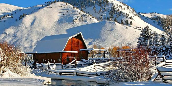 1280x1024 Winter Cottage Desktop Wallpaper with winter: winter cottage lake