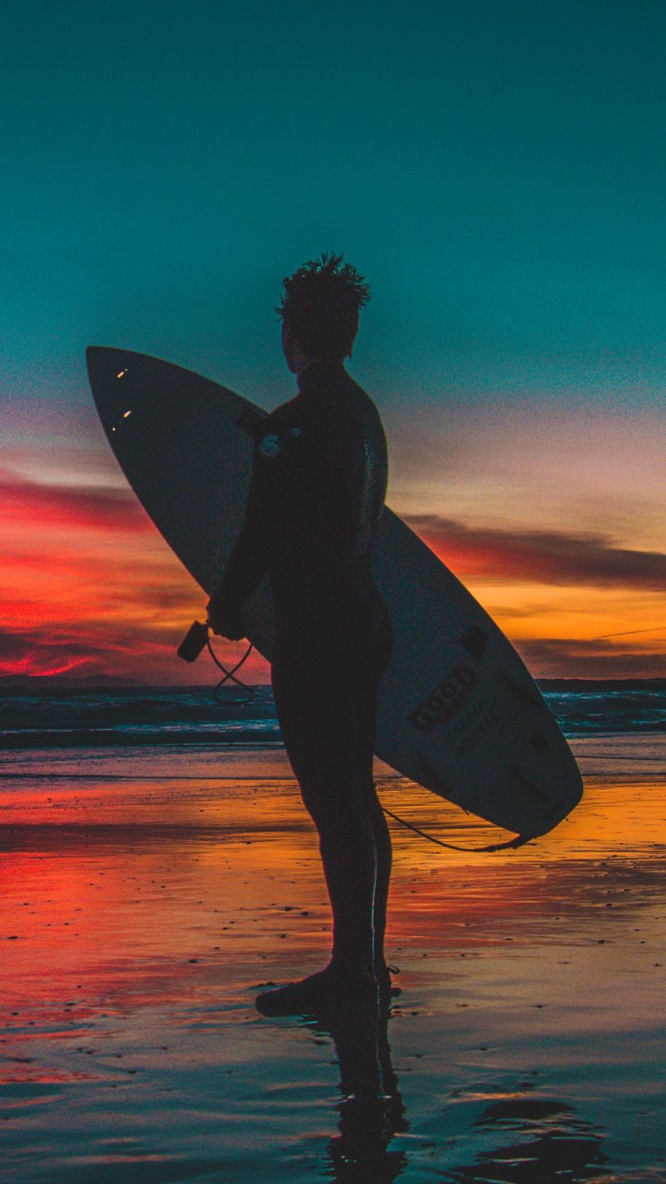 938x1668 Download wallpaper 938x1668 surfer, surfing, shore, sunset, twilight