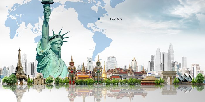 1800x1183 Famous landmark and world map 50095 - Urban Architecture photo