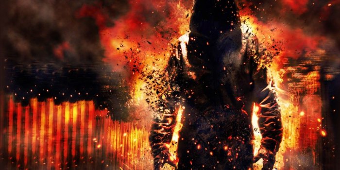 1920x1200 flames, black, red, fire, smoke, destruction, fantasy art, demon