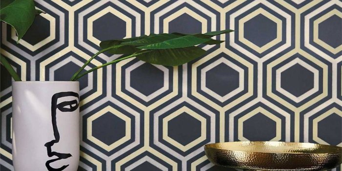 1366x1366 Harlequin Selo Ebony/Gold Wallpaper | 2019 Designer Wallpaper