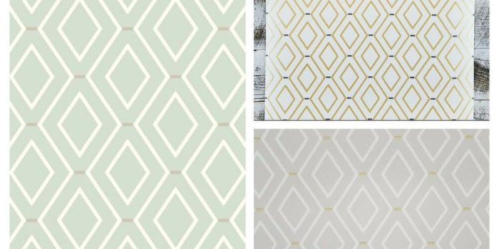 1000x1000 York Waverley Classic Diamond Duo Harlequin Geometric White and Gold