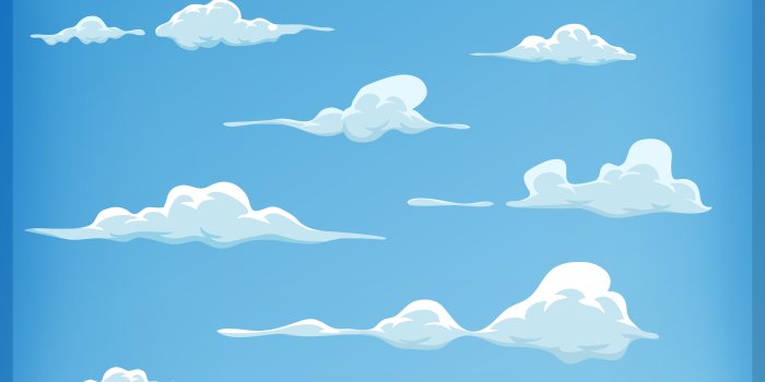 7087x7087 Cartoon Clouds Set On Blue Sky Background - Download Free Vector Art