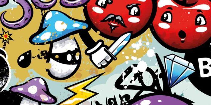 1000x1000 3D Cartoon Graffiti Wall Art Door Mural Wallpaper mural Wall Print Decal  Wall Deco Wall Mural Photo self adhesive door wrap