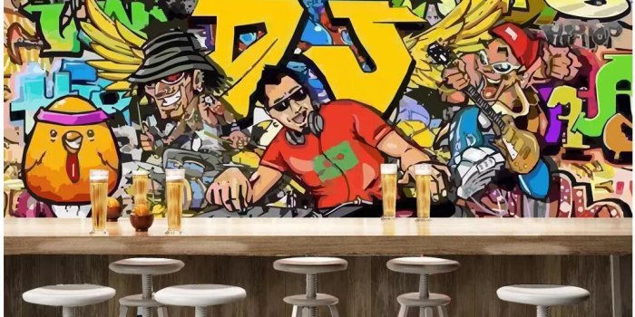 1034x824 3d wallpaper on the wall custom photo Cartoon alphabet graffiti bar KTV  home decor living room 3d wall murals wallpaper for walls 3 d