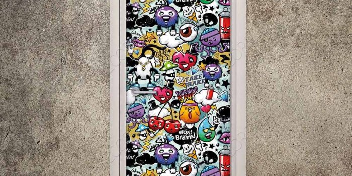 1000x1000 3D Cartoon Graffiti Wall Art Door Mural Wallpaper mural Wall Print