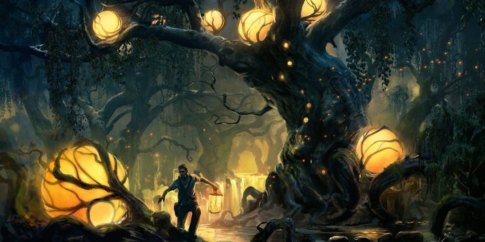 2560x1440 artwork, Fantasy, Magical, Art, Forest, Tree, Landscape, Nature