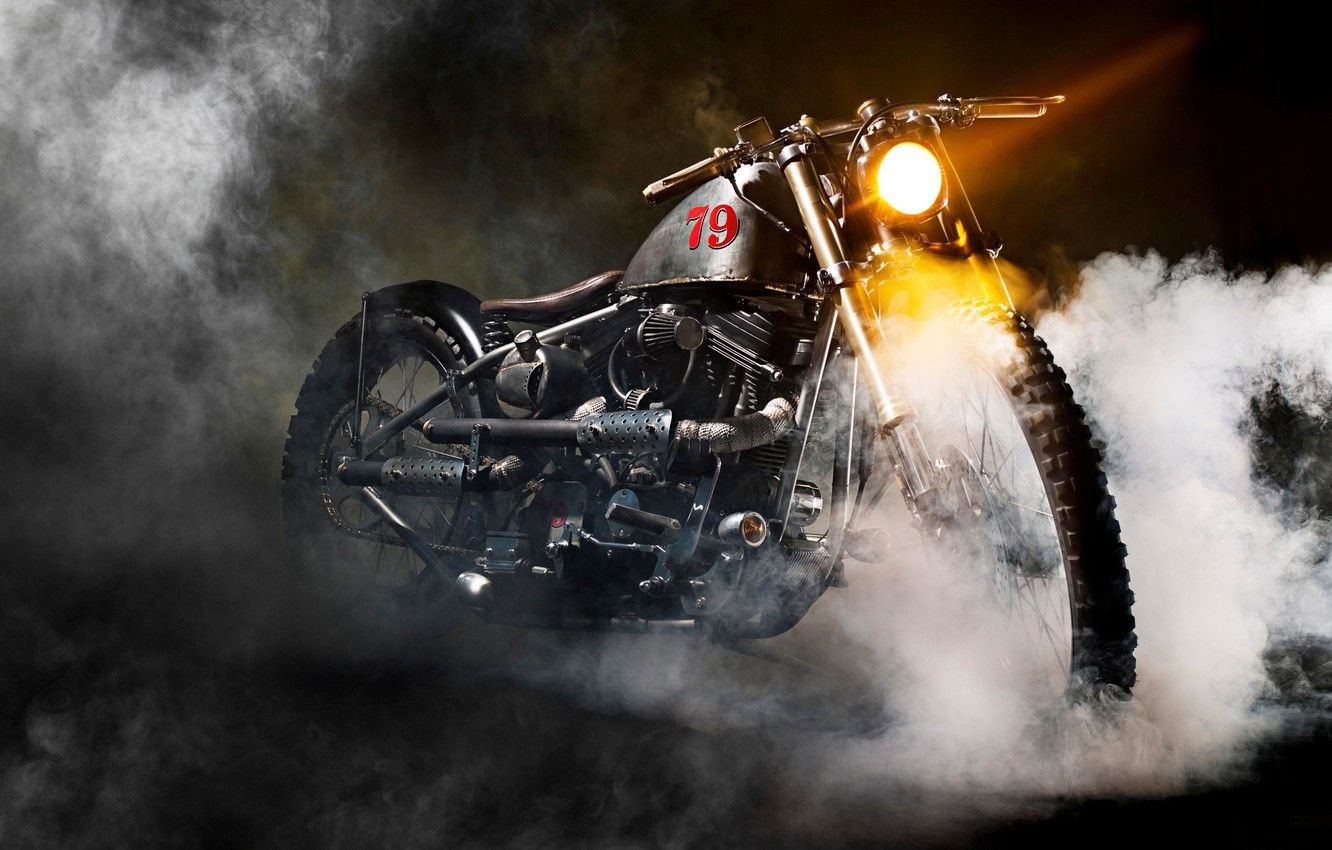 1332x850 Wallpaper wallpaper, bike, smoke, retro, motorcycle, old, tire