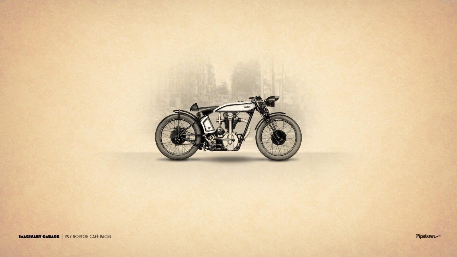 1920x1080 Vintage Motorbike Art Norton Cafe Racer HD Wallpaper - ZoomWalls
