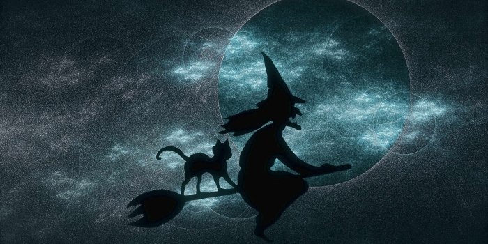 4000x2982 Witch and Black Cat Silhouette | Art Wallpaper | Halloween witch