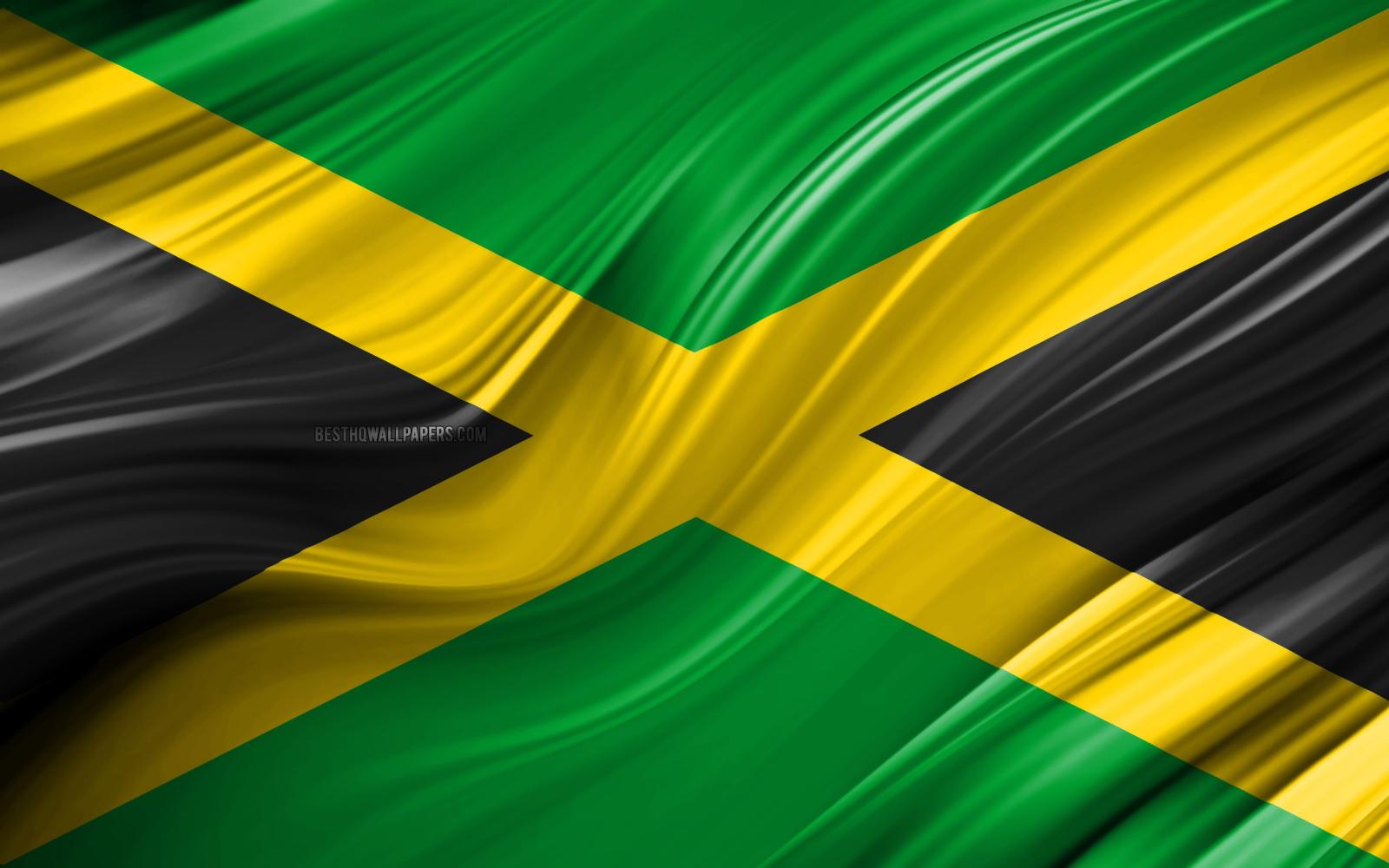 3840x2400 Download wallpapers 4k, Jamaican flag, North American countries, 3D