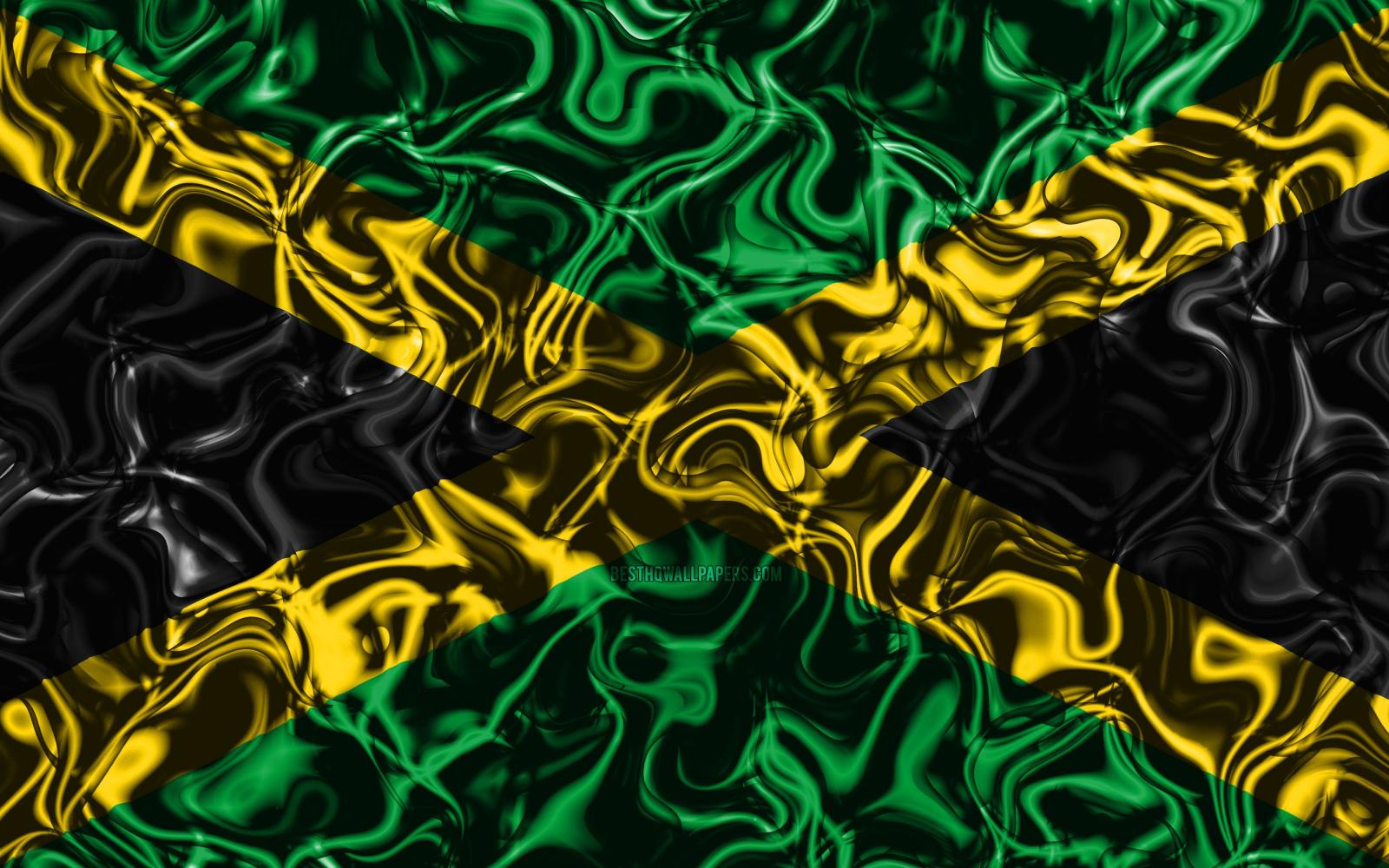 3840x2400 Download wallpapers 4k, Flag of Jamaica, abstract smoke, North