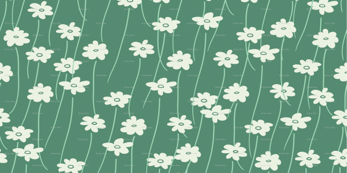 2126x2126 Daisy Field in Green // Vintage-inspired modern floral print for
