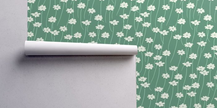 1024x1024 Daisy Field in Green // Vintage-inspired modern floral print for