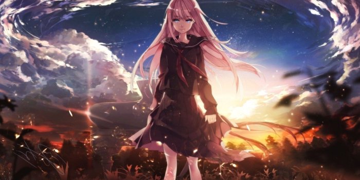1366x768 Vocaloid, Megurine Luka, Clouds, School Uniform, Piano, Pink Hair