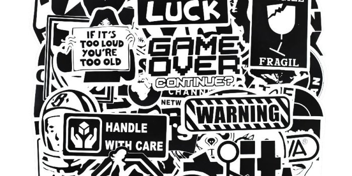900x900 100 PCS Black and White Transparent Stickers for a Wide Range of People DIY  Home Decort Skateboard Guitar Graffiti Wallpaper Creative Gifts