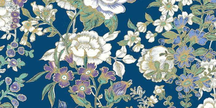 1464x1500 A-Street Prints 1014-001847 Ainsley Boho Floral Wallpaper, Indigo