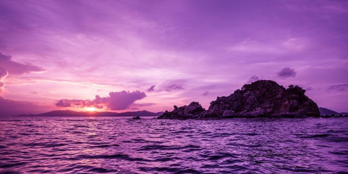 1920x1080 4550891 #sunset, #sea, #purple, #island, #water, #nature, wallpaper