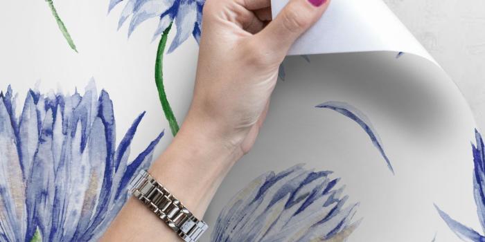 1414x1500 Indigo flower wallmural || Botanical wallpaper || Watercolor floral  removable wallpaper || Flower wall decal #4