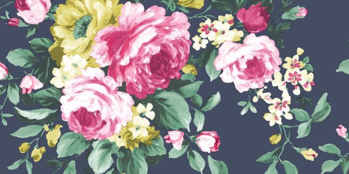 1000x1000 Emeline by Clarke & Clarke - Indigo - Wallpaper - W0081/04