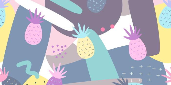 5000x5000 Pineapple seamless patterns on colorful background for printing and