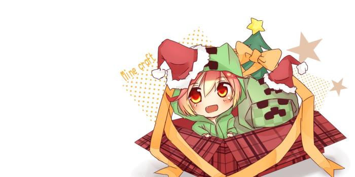1280x800 Anthropomorphism Blush Chibi Christmas Creeper Fang - Minecraft