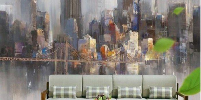1000x800 US $9.0 40% OFF|Beibehang wallpaper for living room French city abstract  oil painting TV sofa background wall wallpaper for walls 3 d behang-in