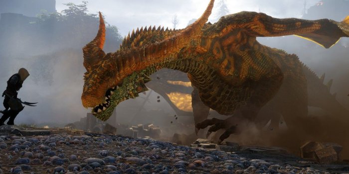 1332x850 Wallpaper Dragon, Sword, Warrior, Weapons, Battle, BioWare