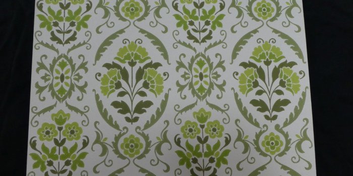 1366x768 green pattern with flowers vintage wallpaper - Funkywalls - Dé