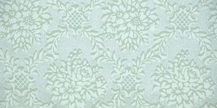1500x1000 1950s Vintage Wallpaper by the Yard - Pale Green Pearly Damask