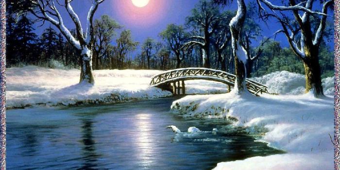 1024x768 Desktop Wallpapers | Winter Moon Wallpaper - Christmas Photography