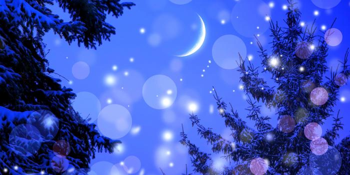 3840x2400 Wallpapers Nature Spruce Winter Moon Crescent Seasons 3840x2400