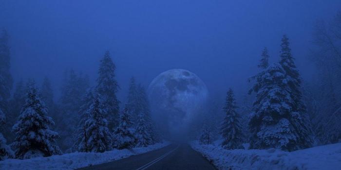 1366x768 Winter: WINTER MOON ROAD SNOW TREES SKY Full HD for HD 16:9 High