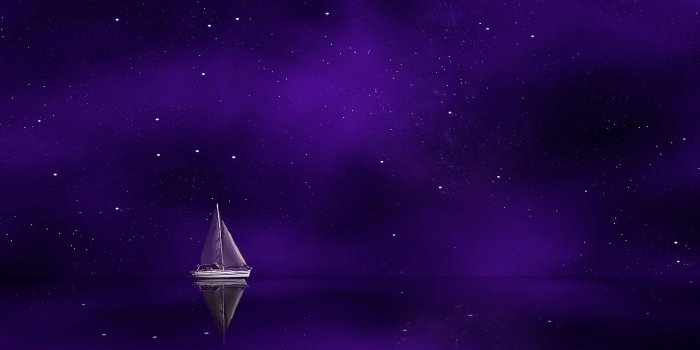3500x2000 Wallpaper Sailing ship, Starry sky, Purple, Ocean, 4K, Creative