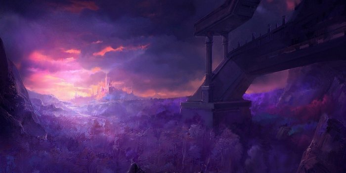 1920x1200 Castle under the purple sky wallpaper - Fantasy wallpapers - #18779