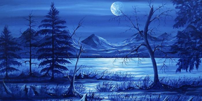 1280x960 Rivers: Mountains Winter Moon Blue Nature River Wallpaper Hd for HD