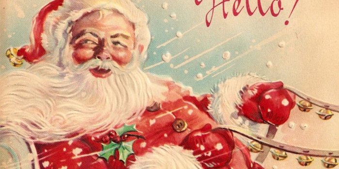 1024x768 My Free Wallpapers - Artistic Wallpaper : Vintage Christmas - Santa