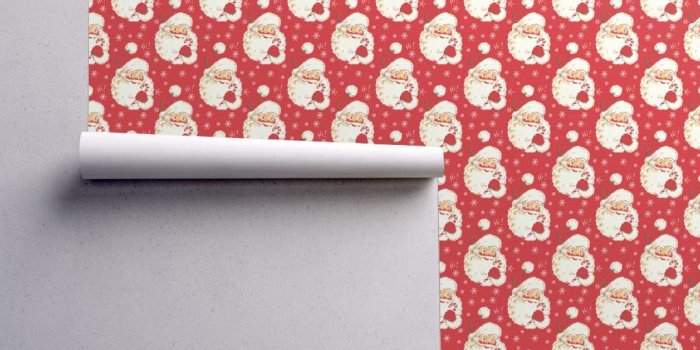 1024x1024 Red Christmas Wallpaper Sample Swatch - Vintage Santa by Parisbebe