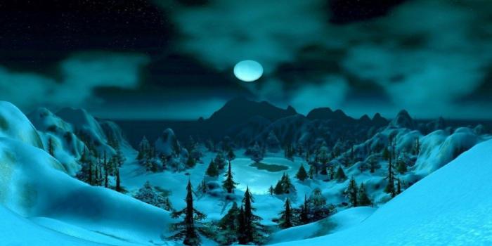 1900x1067 Winter: WINTER MOON Sky Mountains Trees Forest Snow Stars Night