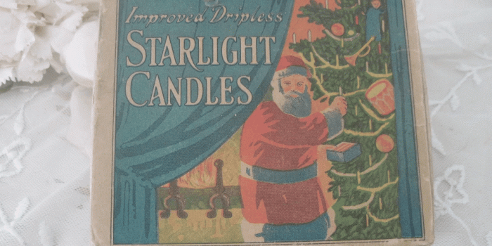 1600x1200 RESERVED! Antique Santa Claus Christmas Tree Candle Box with Candles c1915