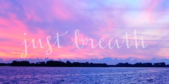 1080x1920 Just Breathe sunset ocean view pink and purple sky wallpaper