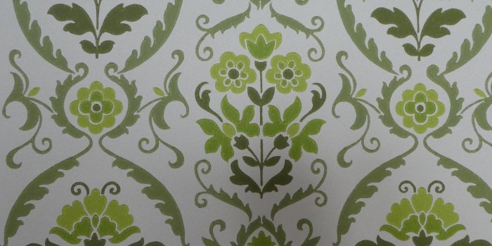 1366x768 green pattern with flowers vintage wallpaper - Funkywalls - Dé