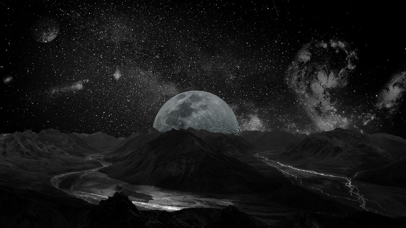 1366x768 Download wallpaper 1366x768 moon, planet, stars, galaxy, space