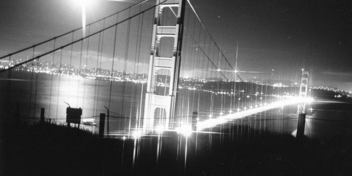 1400x1040 Bridges: Golden Gate Night Beautiful Bridge Lights Moon Black White