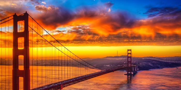 2048x2048 Dawn at Golden Gate Bridge | Beautiful Retina iPad Wallpapers